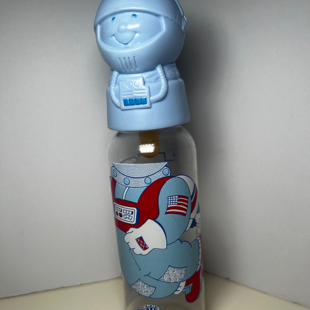 Vintage Astronaut Babyking Baby Bottle All Original Parts Included Baby Blue